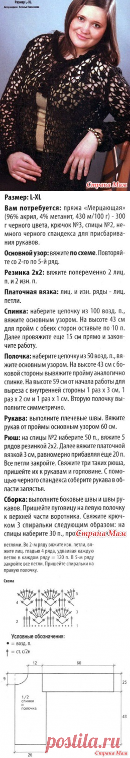 Ажурный кардиган. Крючок+спицы. - ВЯЗАНАЯ МОДА+ ДЛЯ НЕМОДЕЛЬНЫХ ДАМ - Страна Мам