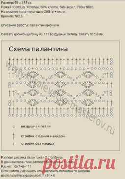 Красивый палантин крючком. Схема