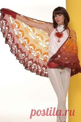 Полукруглая шаль «Гвоздика» - шаль крючком, шарфы женские вязаные, интернет рукоделие