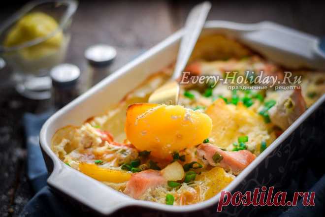Картошка запечённая с мясом в молоке в духовке, рецепт с фото