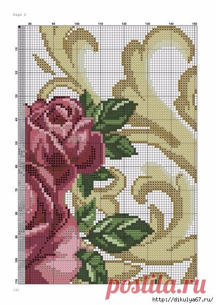 Две вышивки крестиком с цветами