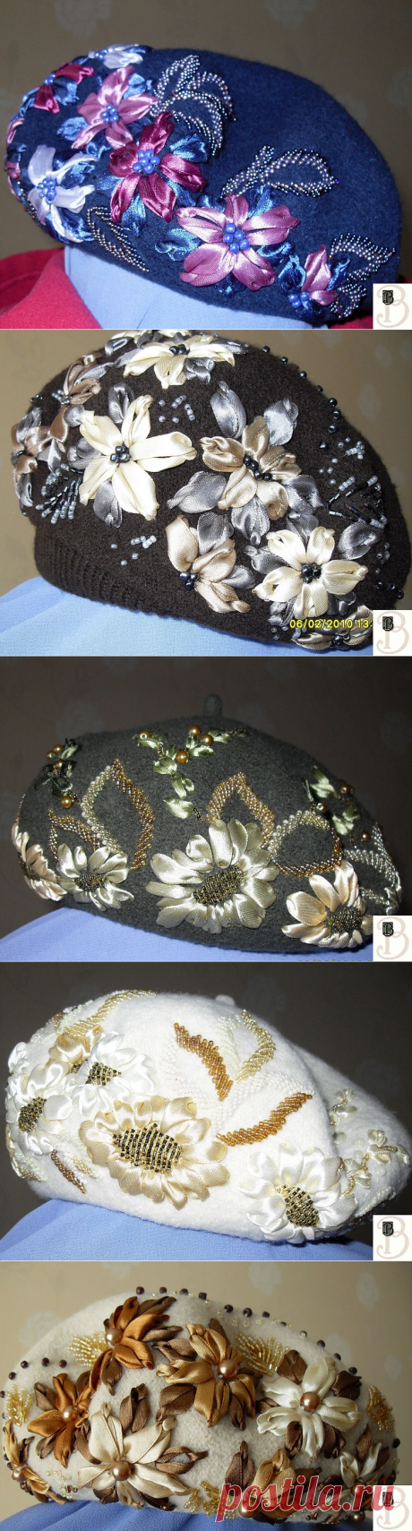 beautiful berets with bead embroidery patterns - crafts ideas - crafts for kids