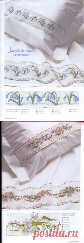 Вышивка и схемы вышивка Крестом бесплатно: Постельное белье с вышивкой крестом - схемы бесплатные