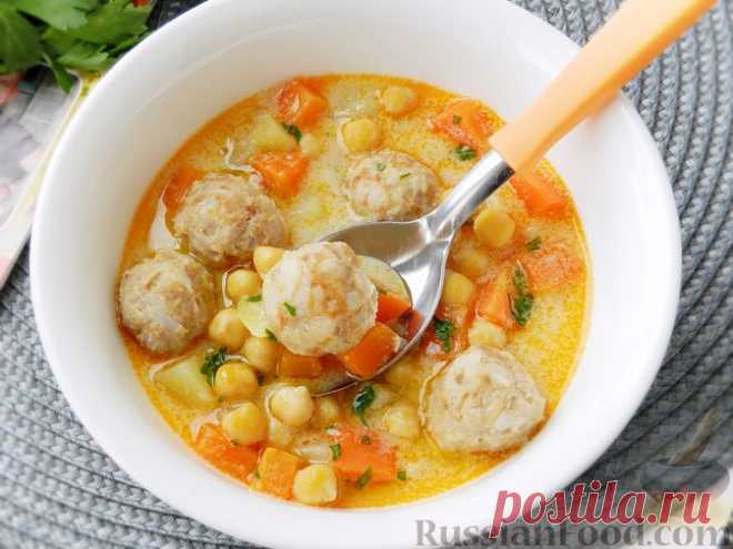 Рецепт: Суп с нутом и фрикадельками, по-турецки на RussianFood.com