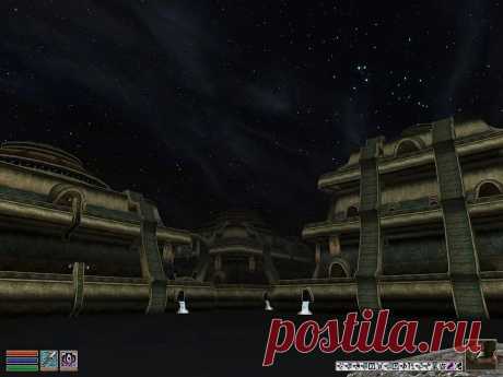 Вивек ночью.
Vivec City at night.