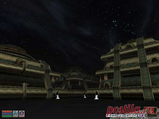 Вивек ночью.
Vivec City at night.