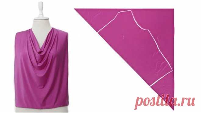 Very Easy Way to Make Cowl Neck Top 💃 DIY Cowl Collar Blouse | cowl neck cutting and stitching