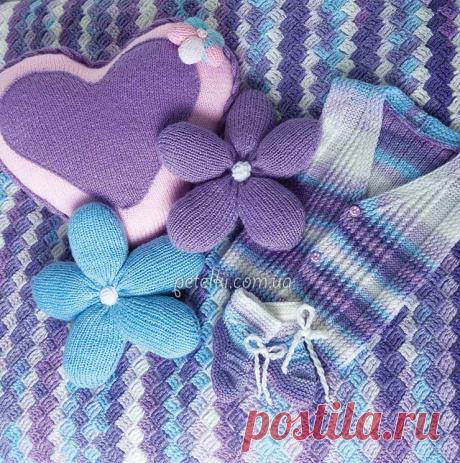 Комплект для новорожденного (пинетки, жилетка, плед). Описание, схемы
