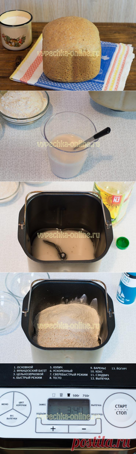 ✔️Ржано-пшеничный хлеб в хлебопечке рецепт с фото пошагово с цельнозерновой мукой