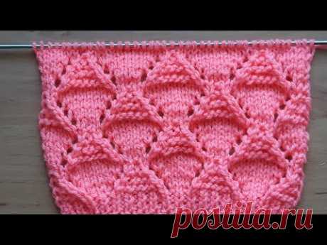 "Ажурные объёмные ромбы ". Красивый узор спицами для блузы, кардигана, блузона, джемпера. - YouTube