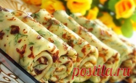 Сырные блины с зеленью