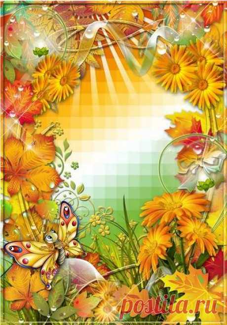 Golden Autumn, photo frame. Transparent PNG Frame, PSD Layered Photo frame template, Download.
