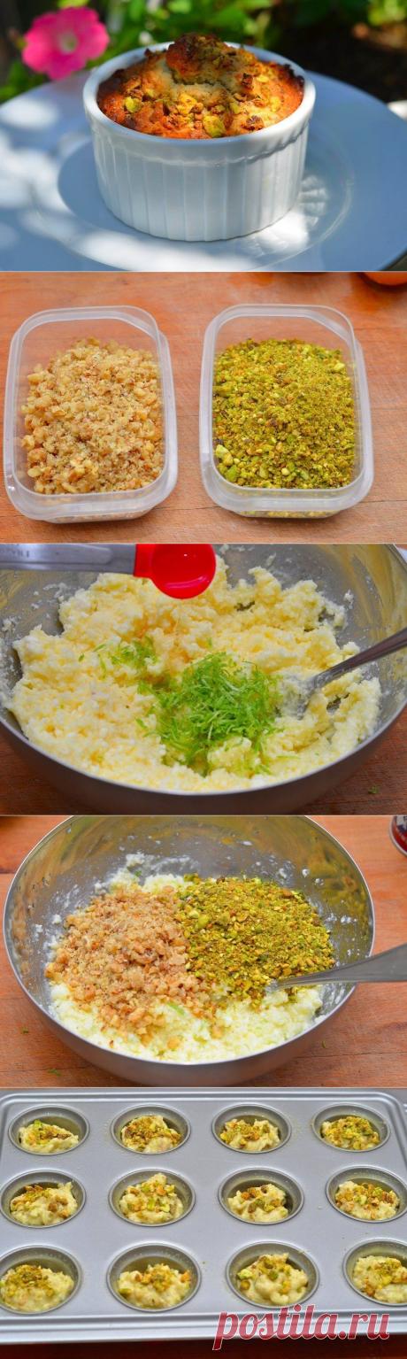 Как приготовить творожные кексы с фисташками и грецкими орехами - рецепт, ингридиенты и фотографии