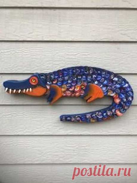 Botella Cap Art Alligator No. 2 Azul y Naranja | Etsy