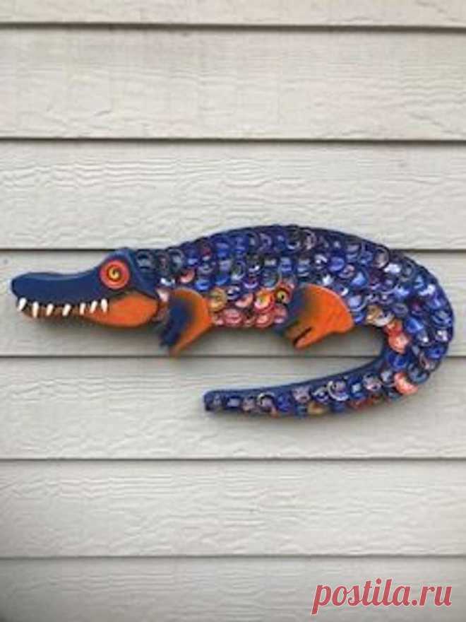 Botella Cap Art Alligator No. 2 Azul y Naranja | Etsy