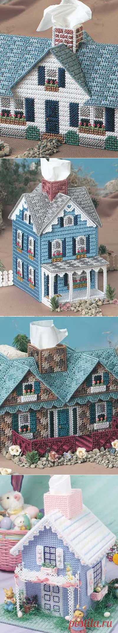 Пластиковая канва: домики для салфеток, закладки, подставки и прочее...