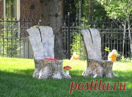 Натуральная копия пня из дерева - Кресло Пень из полистоуна!