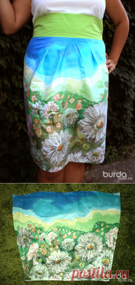 Расписываем ткань для юбки в технике «холодный батик»