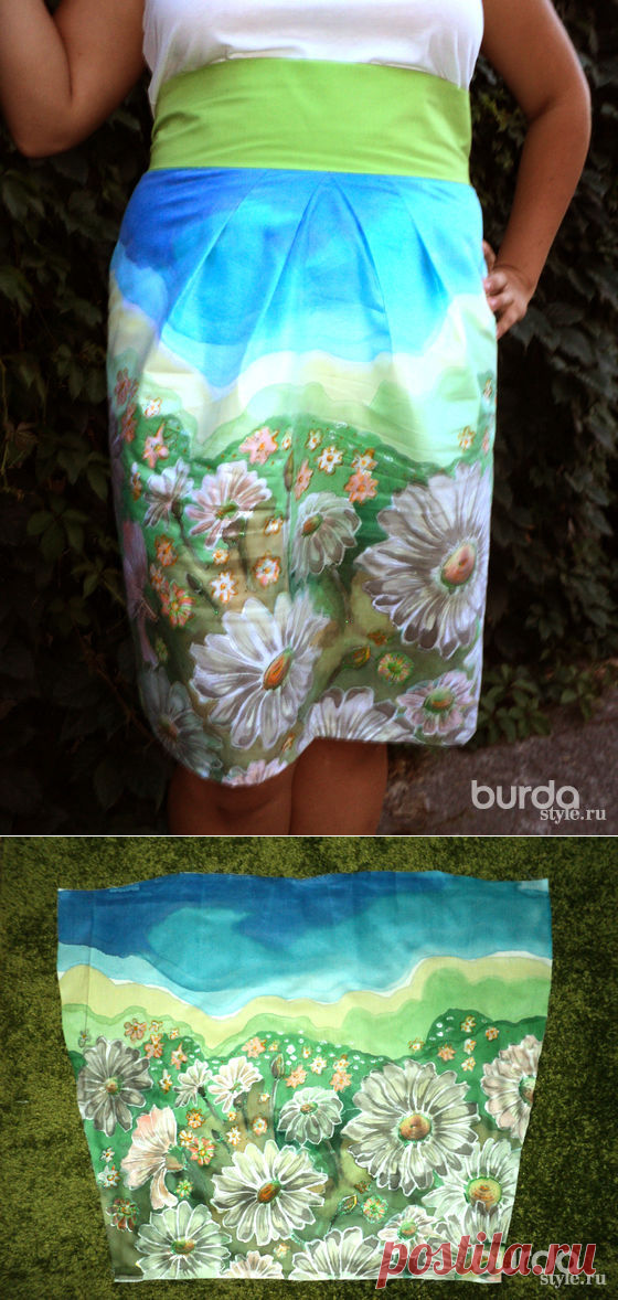 Расписываем ткань для юбки в технике «холодный батик»