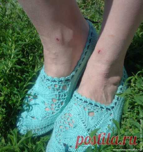 ЛЕТНИЕ ВЯЗАНЫЕ МОКАСИНЫ СВОИМИ РУКАМИ!