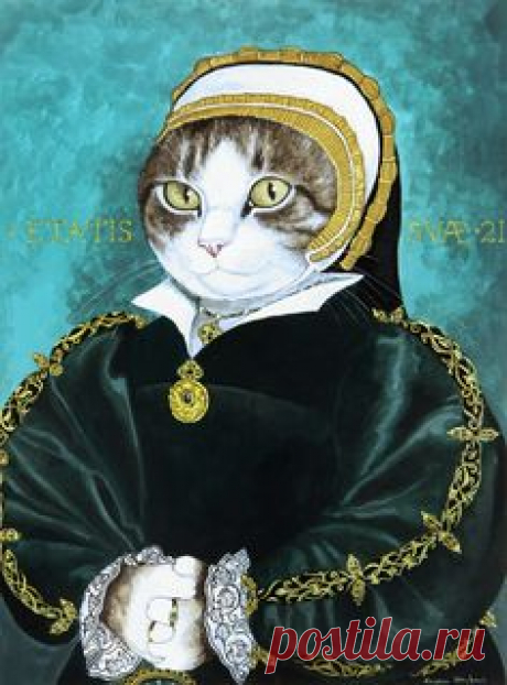 adelina_4 - Кошачьи пародии Сьюзен Херберт. Часть- 8.Hans Holbein. Portrait of Catherine Howard.