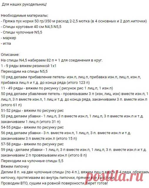 Берет спицами 2021