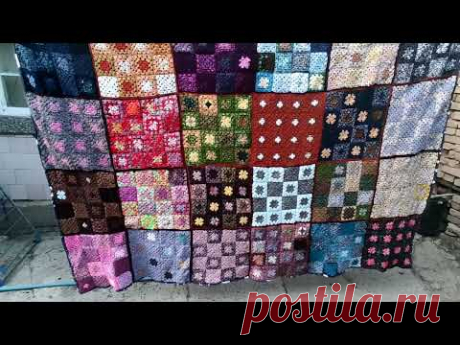 Два месяца работы. Простой #бабушкинквадрат Плед крючком