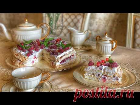 МЕРЕНГОВЫЙ ТОРТ С МАЛИНОЙ , легко и просто , и очень вкусно 😋 #меренговый#торт #ТОРТ