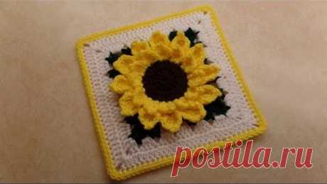 How To #Crochet #Sunflower Granny Square 10" TUTORIAL #326