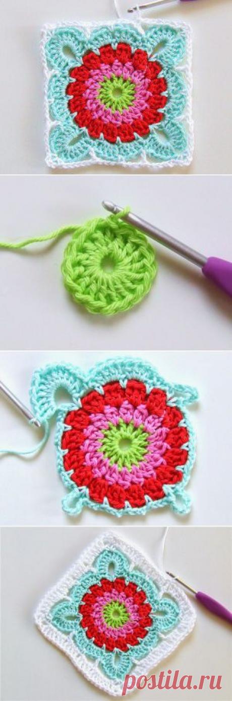 Квадрат с цветком вязаный крючком. Цветочные квадраты крючком | Все о рукоделии: схемы, мастер классы, идеи на сайте labhousehold.com