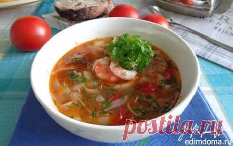 Средиземноморский суп с морепродуктами, рыбой и рисовой лапшой | Кулинарные рецепты от «Едим дома!»