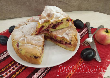 (18) Шарлотка с яблоками и сливами - пошаговый рецепт с фото. Автор рецепта Виктория Семенова . - Cookpad