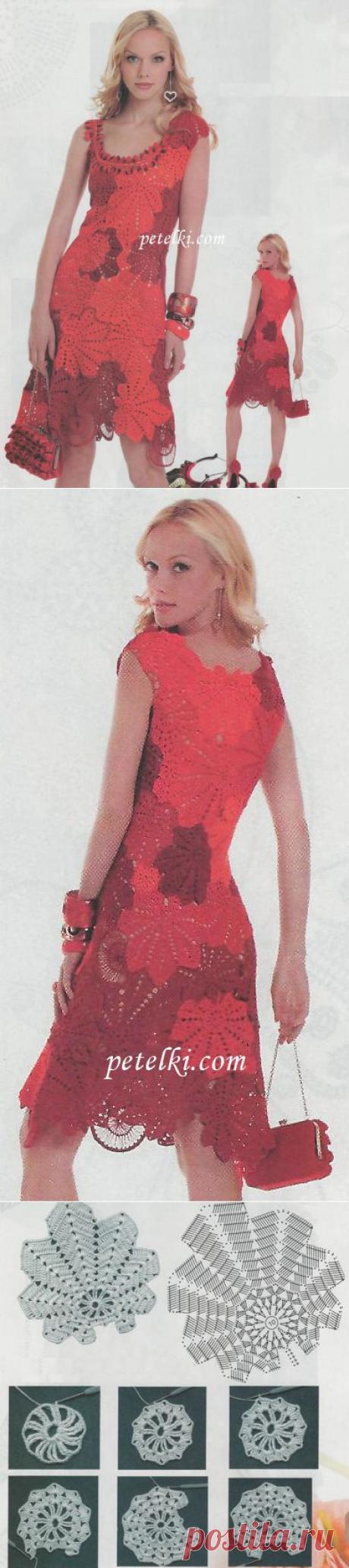 Платье из мотивов-кленовые листья