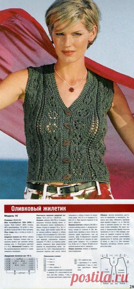 ОЛИВКОВЫЙ ЖИЛЕТИК | Варварушка-Рукодельница
