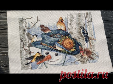&quot;Sunflower snowman&quot; от Dimensions. От распаковки до готовой работы