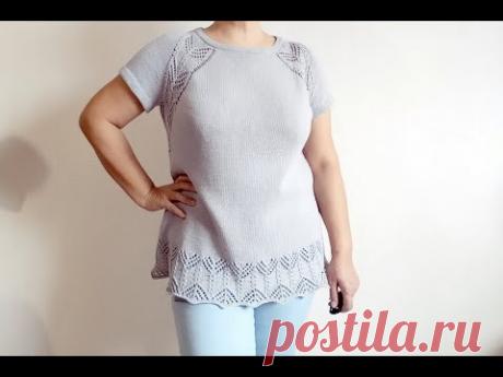 Летняя туника с ажурными регланными линиями и боковыми вставками