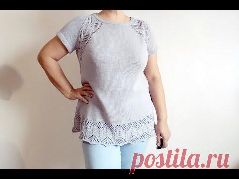 Летняя туника с ажурными регланными линиями и боковыми вставками