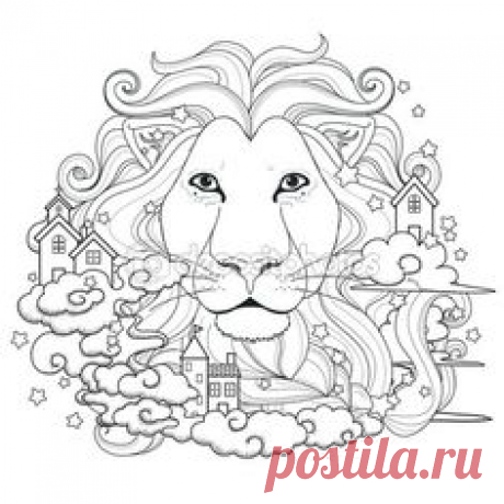 прекрасной Лев окраски страницы — Векторная картинка #87968166