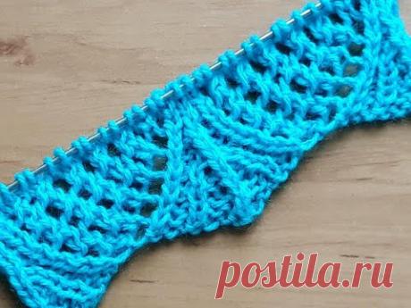 Схема узора  "Ажурная кайма спицами". Видео от 7 июня 2020