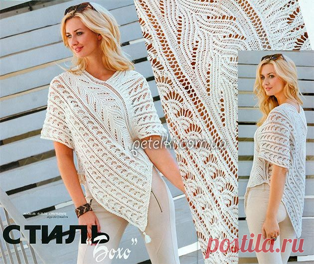 Туника спицами в стиле Бохо. Описание, схемы вязания