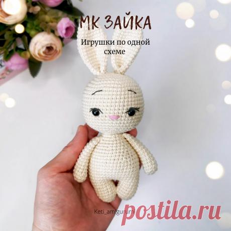 PDF Зайка крючком. FREE crochet pattern; Аmigurumi animal patterns. Амигуруми схемы и описания на русском. Вязаные игрушки и поделки своими руками #amimore - маленький зайка, заяц, зайчик, кролик, зайчонок, крольчонок.