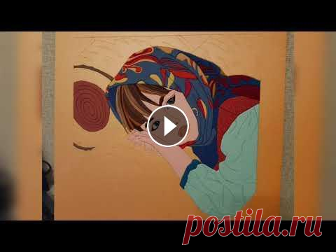 "Сарафанная Русь", картина в технике Кинусайга. Так рождалась моя (назовём её) "Алёнушка", из самых весенне-летних лоскутков. #дети #дом #весна #ручнаяработа #цветы #семья #красота #декор ...