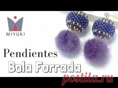 Tutorial Pendientes con Bola Forrada de Miyuki y Pompon
