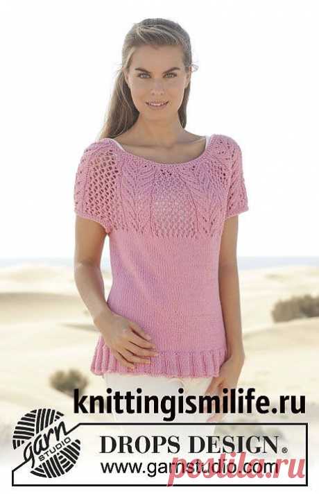 Топ с ажурной кокеткой Dessert Rose от DROPS Design