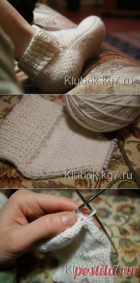 НОСКИ НА ДВУХ СПИЦАХ БЕЗ ШВА | Клубок