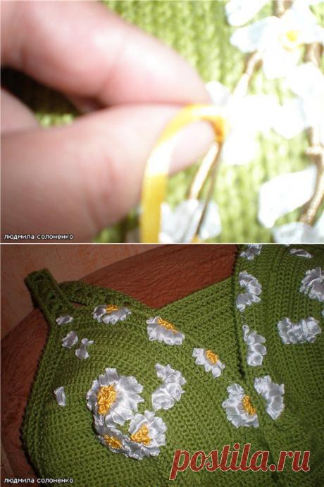 &quot;Французкий узелок&quot; Вышивка лентами -3 - Ярмарка Мастеров - ручная работа, handmade