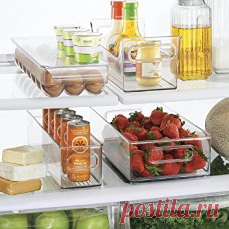 Amazon.com: mDesign Refrigerator and Freezer Storage Organizer Bins for Kitchen, 4 pc Set - Clear: Kitchen &amp; Dining