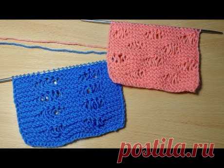 Узор с вытянутыми петлями-видео урок.Вязание спицами.Узор для шапки