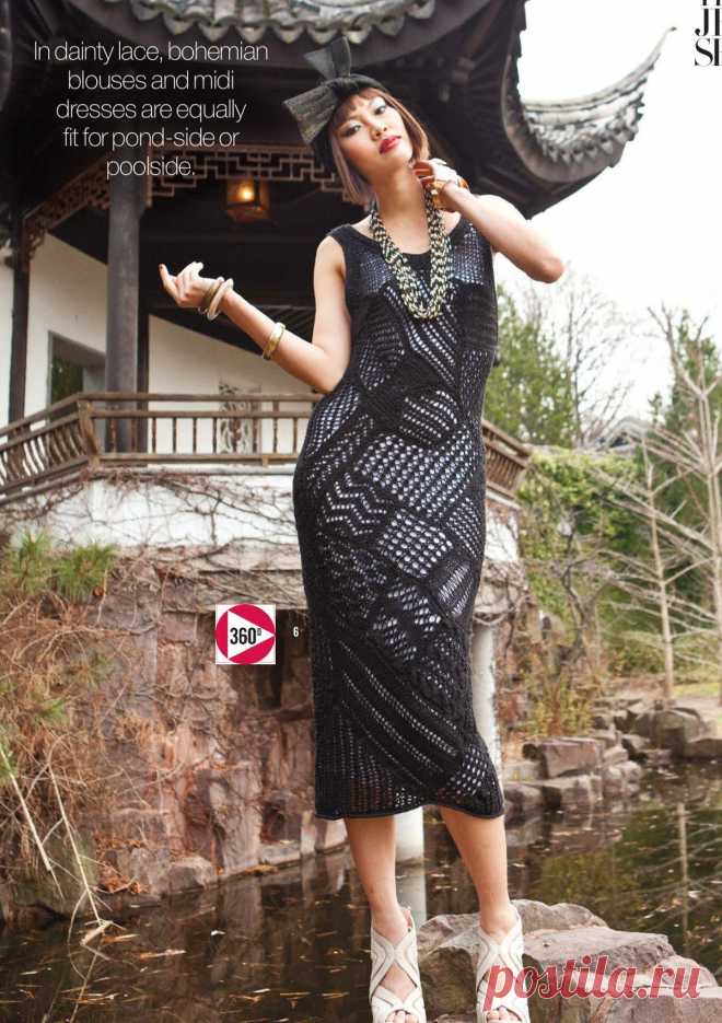 Вязание платья миди, модель 6, Vogue ss 2014