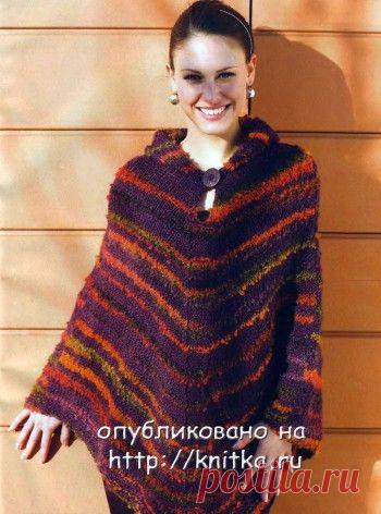 Полосатое пончо, связанное спицами, Вязание для женщин